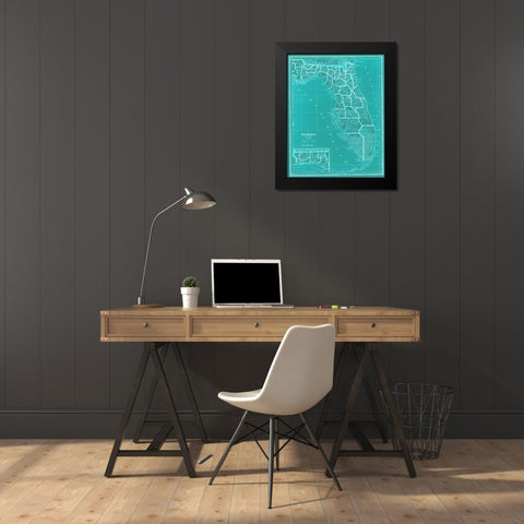 State of Florida Map Black Modern Wood Framed Art Print by Adam Shaw Cartography