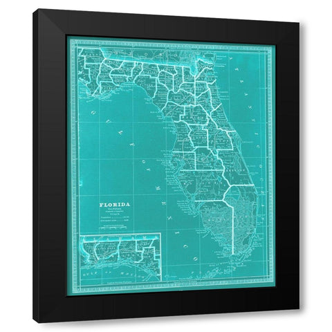 State of Florida Map Black Modern Wood Framed Art Print with Double Matting by Adam Shaw Cartography