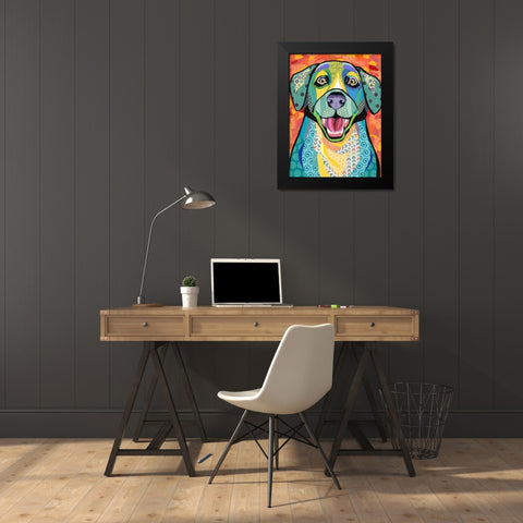 Happy Lab Black Modern Wood Framed Art Print by Paper Pictures By Laura