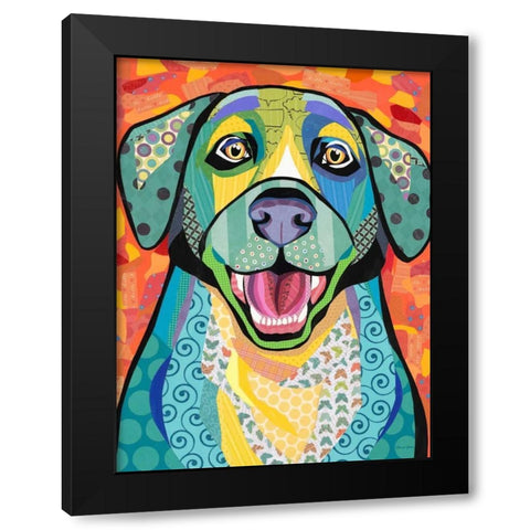 Happy Lab Black Modern Wood Framed Art Print by Paper Pictures By Laura