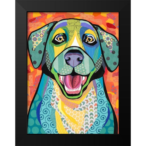 Happy Lab Black Modern Wood Framed Art Print by Paper Pictures By Laura