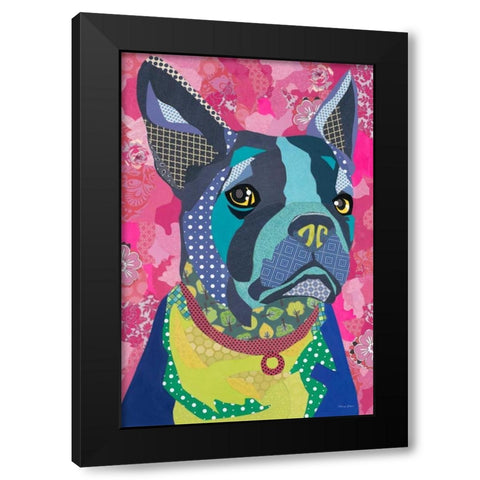 Boston Blue Black Modern Wood Framed Art Print by Paper Pictures By Laura