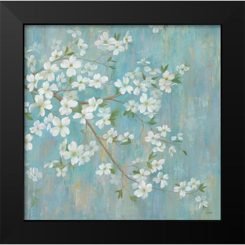 Gold Leaf Blossom Branch Panel Black Modern Wood Framed Art Print by Ng, Crystal