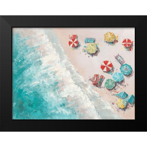 Aerial Beach Black Modern Wood Framed Art Print by Key
