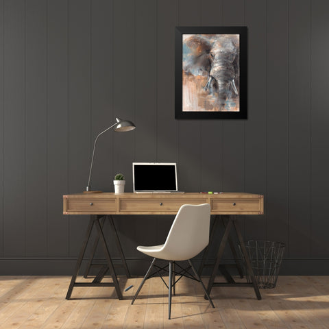 Savannah Elephant Black Modern Wood Framed Art Print by Key