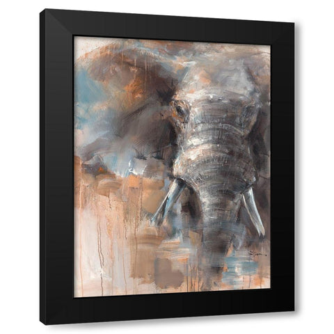 Savannah Elephant Black Modern Wood Framed Art Print by Key