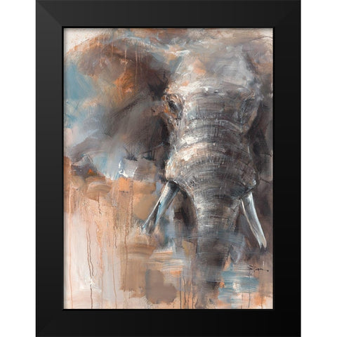 Savannah Elephant Black Modern Wood Framed Art Print by Key