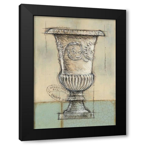 Abstract Urn 1 Black Modern Wood Framed Art Print with Double Matting by Z Studio