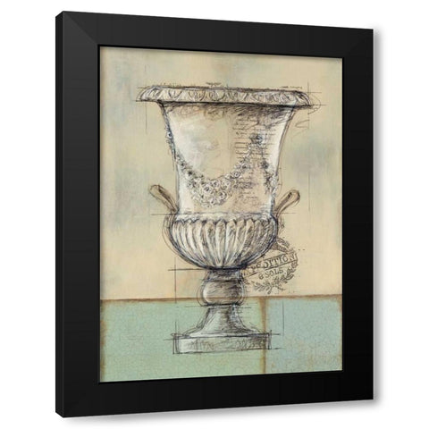 Abstract Urn 2 Black Modern Wood Framed Art Print with Double Matting by Z Studio