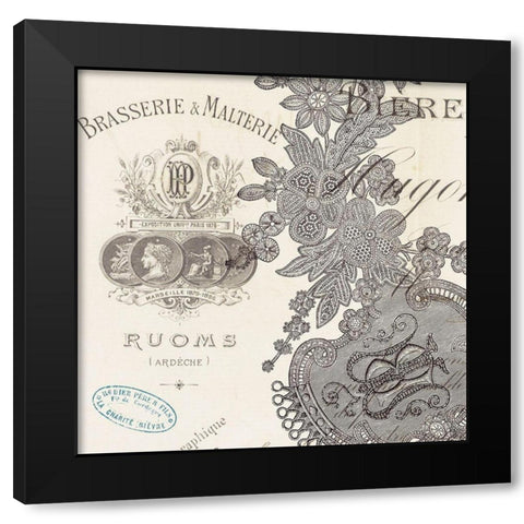 Literary Lace 2 Black Modern Wood Framed Art Print by Z Studio