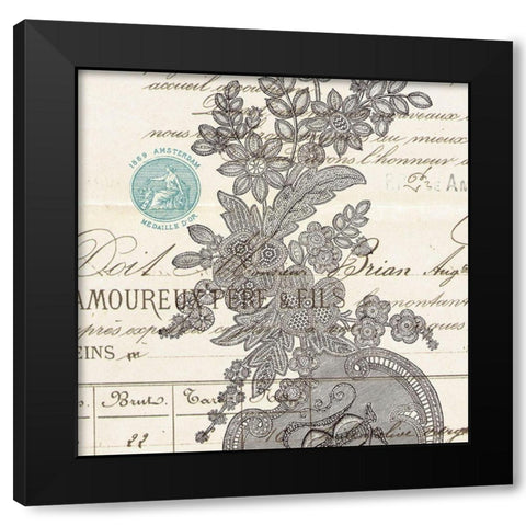 Literary Lace 3 Black Modern Wood Framed Art Print with Double Matting by Z Studio