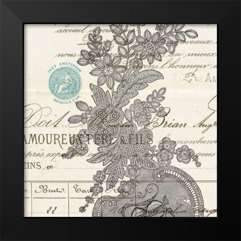 Literary Lace 3 Black Modern Wood Framed Art Print by Z Studio