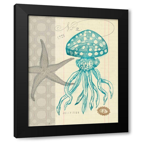Sea Life 3 Black Modern Wood Framed Art Print by Z Studio