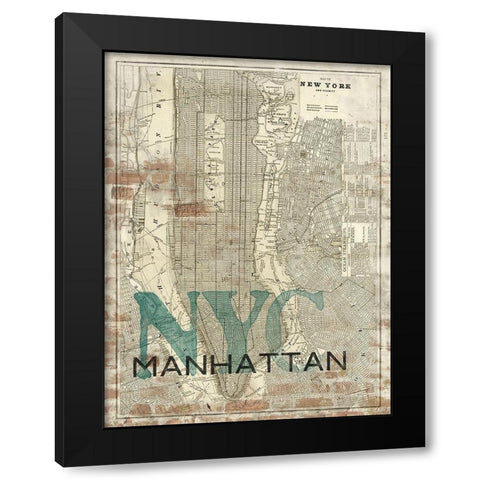 Reclaimed NYC Map Black Modern Wood Framed Art Print with Double Matting by Z Studio
