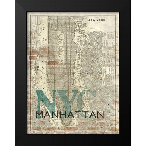 Reclaimed NYC Map Black Modern Wood Framed Art Print by Z Studio