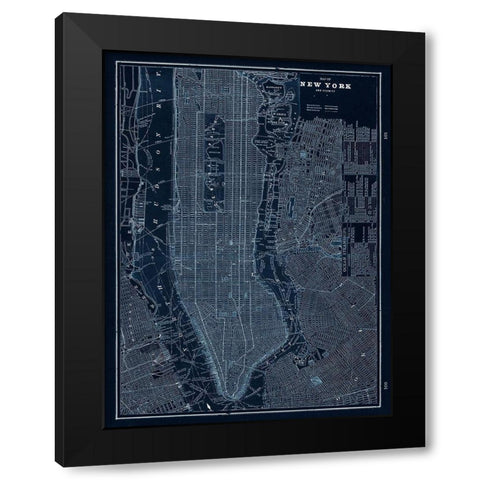 NYC Blues Black Modern Wood Framed Art Print by Z Studio
