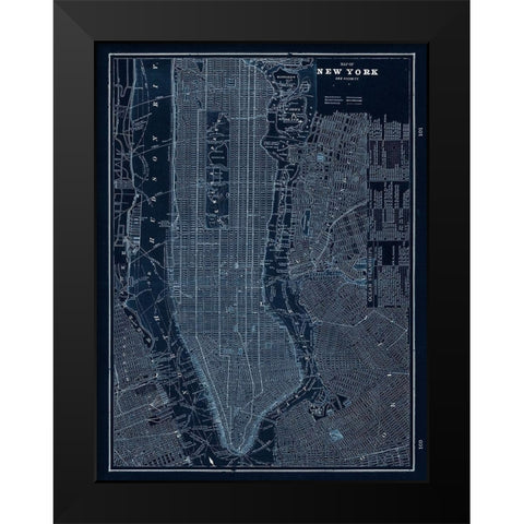 NYC Blues Black Modern Wood Framed Art Print by Z Studio