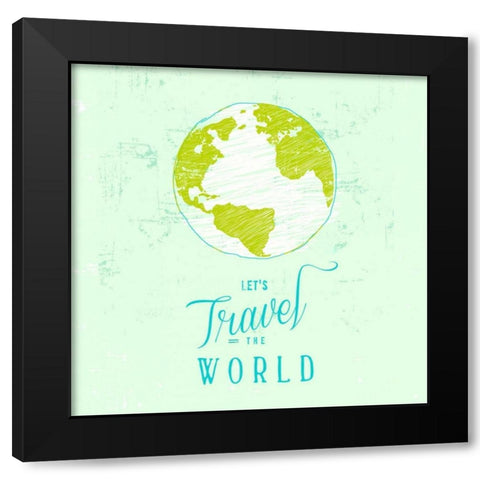 Lets Travel 1 Black Modern Wood Framed Art Print with Double Matting by Z Studio