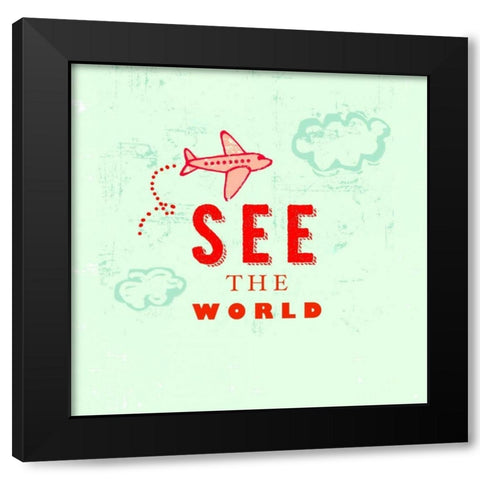 Lets Travel 6 Black Modern Wood Framed Art Print by Z Studio