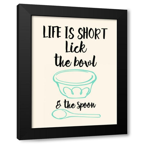 Lick The Bowl and The Spoon Black Modern Wood Framed Art Print by Z Studio