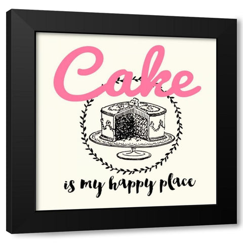 My Happy Place Black Modern Wood Framed Art Print by Z Studio
