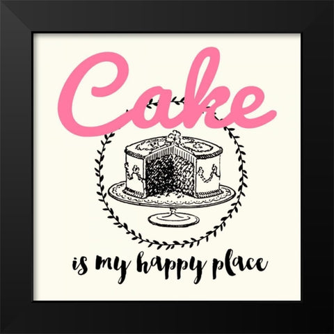 My Happy Place Black Modern Wood Framed Art Print by Z Studio