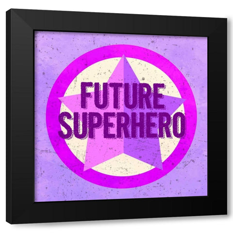 Furture Superhero Pink Black Modern Wood Framed Art Print by Z Studio