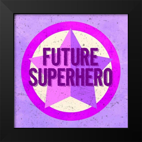 Furture Superhero Pink Black Modern Wood Framed Art Print by Z Studio