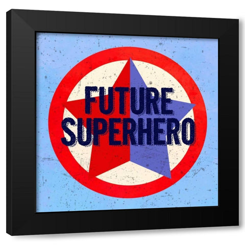 Future Superhero Black Modern Wood Framed Art Print by Z Studio