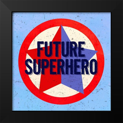 Future Superhero Black Modern Wood Framed Art Print by Z Studio