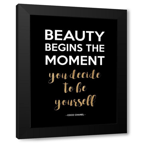 Be Yourself, Gold Black Modern Wood Framed Art Print by Z Studio
