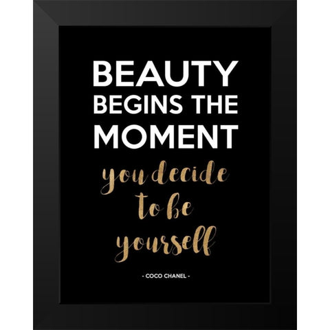 Be Yourself, Gold Black Modern Wood Framed Art Print by Z Studio