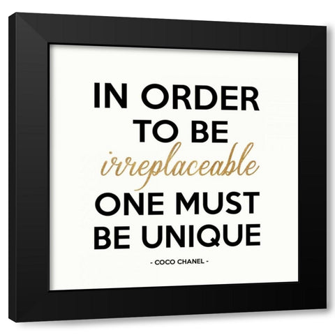Be Unique, Gold Black Modern Wood Framed Art Print with Double Matting by Z Studio