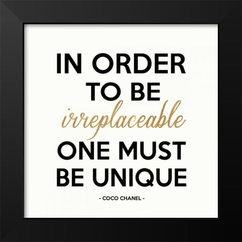 Be Unique, Gold Black Modern Wood Framed Art Print by Z Studio