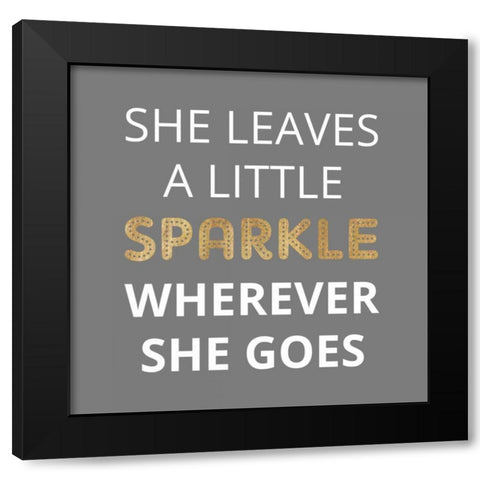 Sparkle, Gold Black Modern Wood Framed Art Print with Double Matting by Z Studio