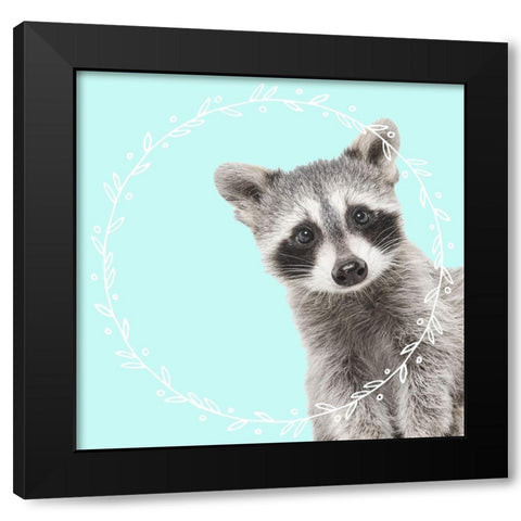 Raccoon Dreams Black Modern Wood Framed Art Print with Double Matting by Z Studio