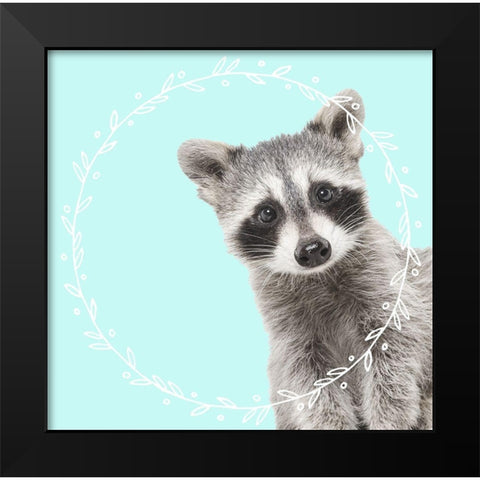 Raccoon Dreams Black Modern Wood Framed Art Print by Z Studio