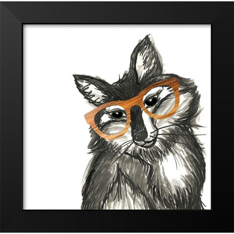 Smart and Foxy Black Modern Wood Framed Art Print by Dos Santos, Bella
