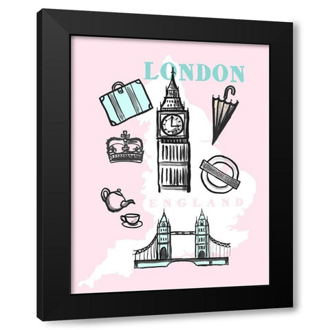 Pastel London Black Modern Wood Framed Art Print by Dos Santos, Bella