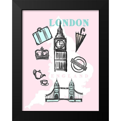 Pastel London Black Modern Wood Framed Art Print by Dos Santos, Bella
