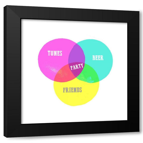 Venn Party Diagram Black Modern Wood Framed Art Print with Double Matting by Dos Santos, Bella