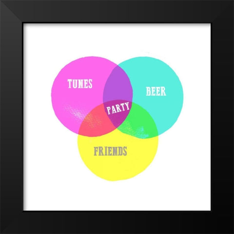 Venn Party Diagram Black Modern Wood Framed Art Print by Dos Santos, Bella