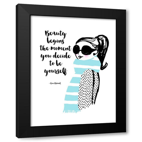Decide To Be Yourself Black Modern Wood Framed Art Print by Dos Santos, Bella