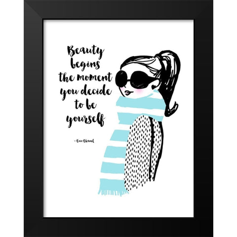 Decide To Be Yourself Black Modern Wood Framed Art Print by Dos Santos, Bella