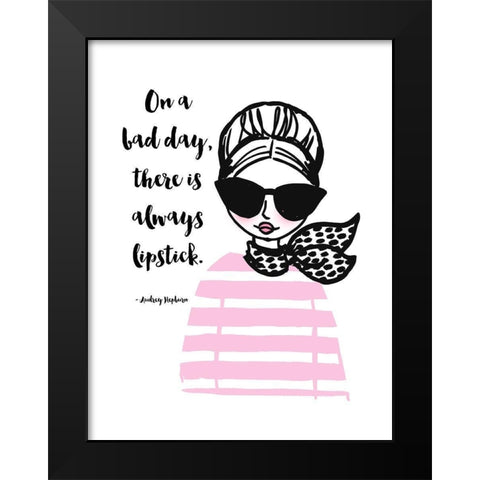 Theres Always Lipstick Black Modern Wood Framed Art Print by Dos Santos, Bella