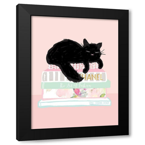 Cat Nap Black Modern Wood Framed Art Print with Double Matting by Dos Santos, Bella