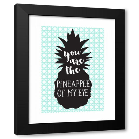 Pineapple of My Eye Aqua Black Modern Wood Framed Art Print with Double Matting by Dos Santos, Bella