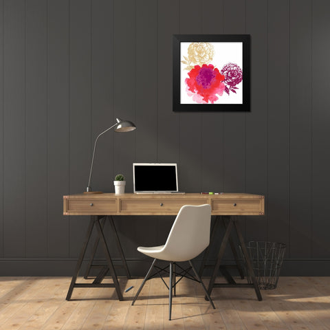 Happy Garden Reds Black Modern Wood Framed Art Print by Dos Santos, Bella