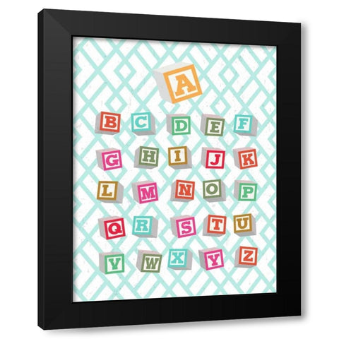 Alphabet Blocks Black Modern Wood Framed Art Print by Dos Santos, Bella