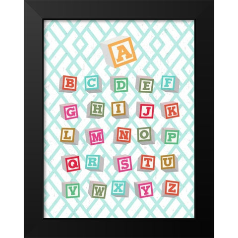Alphabet Blocks Black Modern Wood Framed Art Print by Dos Santos, Bella